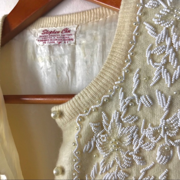 Vintage Beaded Lambswool Cardigan - Picture 2 of 8